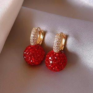 Loveish✨Shiny Full Red Zirconia Ball Dangle Earrings